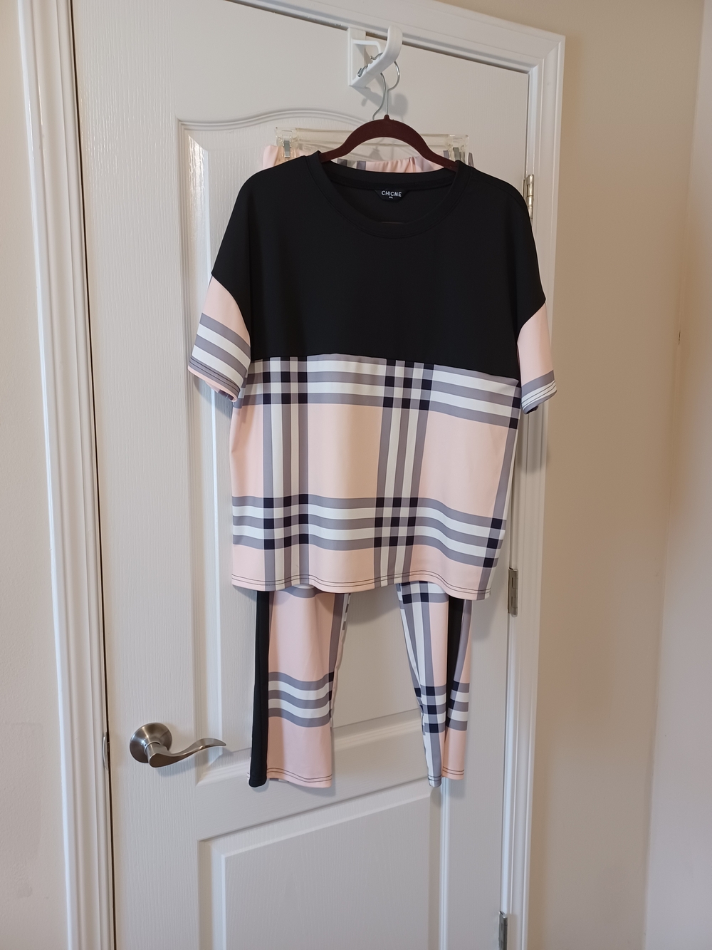 Chic Me Pink and Black Plaid Lounge Set